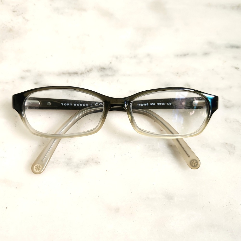 Vintage‎ Tory Burch Eyeglasses Women's Olive Green Square Frames Green Gems
